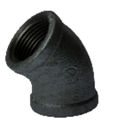 Elbow 45 Deg Black Malleable Fitting